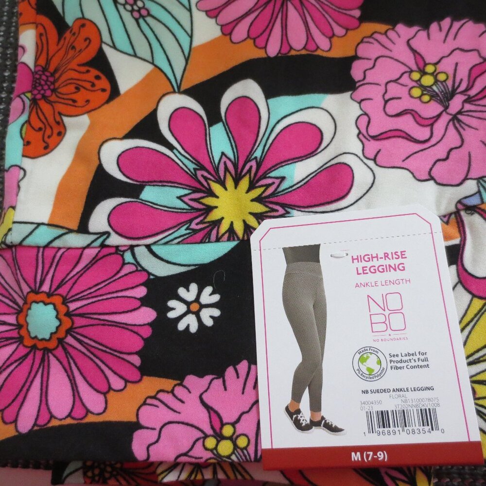 NWT Womens No Boundaries High Rise Flower Print Ankle Legging Pants Sz M (7-8)